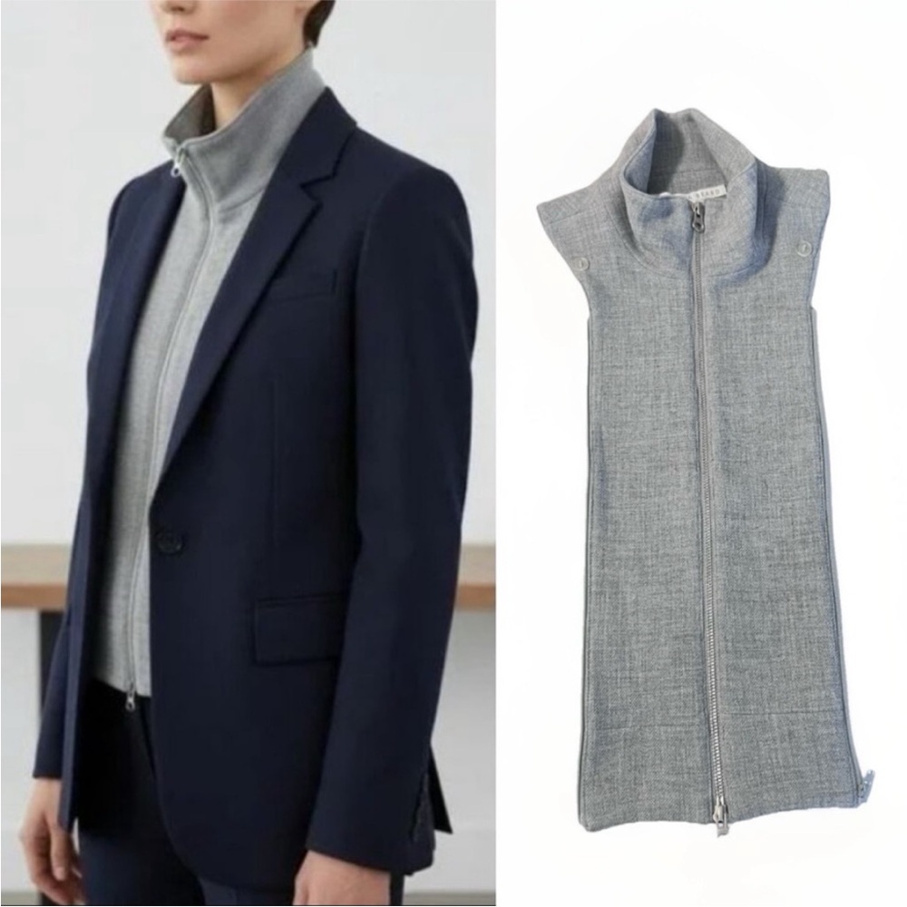 $248 Veronica Beard SANTO KNIT DICKEY jacket blazer zip insert Heather gray